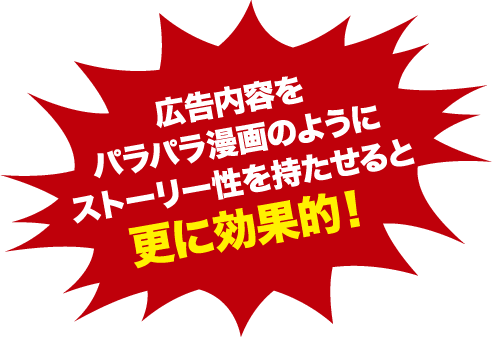 広告内容をパラパラ漫画のようにストーリー性を持たせると更に効果的！