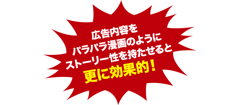 広告内容をパラパラ漫画のようにストーリー性を持たせると更に効果的！